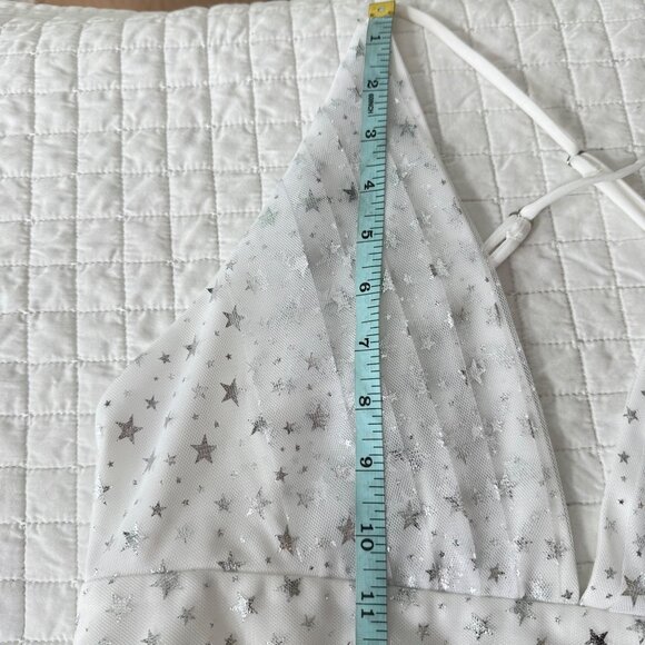 Alyce Paris White Starry Sequin Gown With Deep V-Neck & Cross Strap Back S - Picture 14 of 14